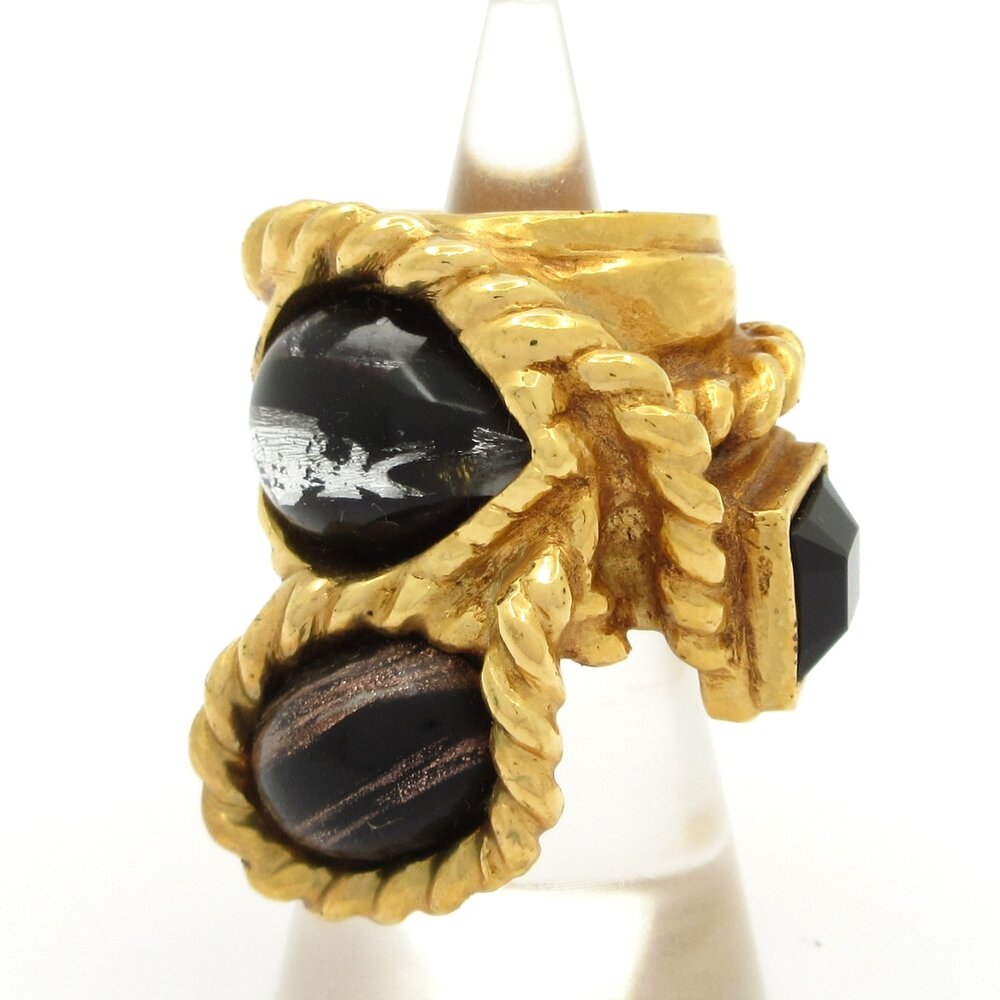 Saint Laurent YvesSaintLaurent Ring Gold Black Hardware Color Stone